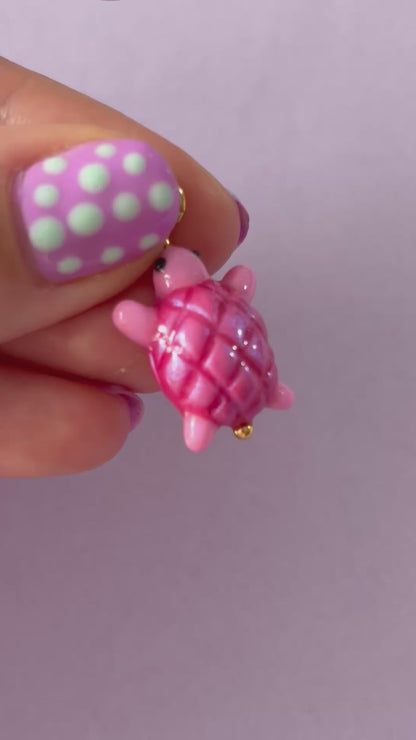 Pink Disco Turtle Charm